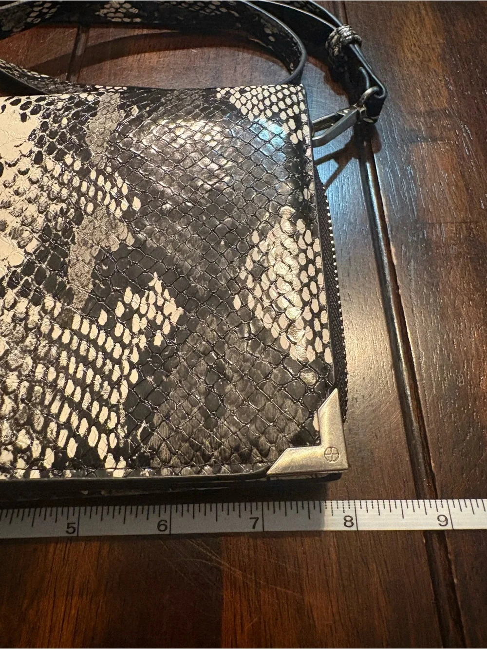 Black & Cream Snake-Print Crossbody Bag